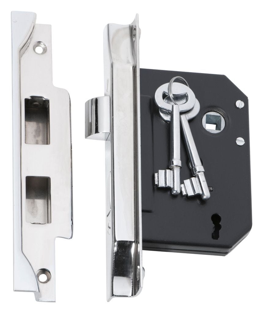 3 Lever Rebated Mortice Lock Chrome2215