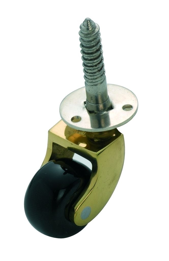 Screw Plate Castor Brown Porcelain/Polished Brass 25mm3500