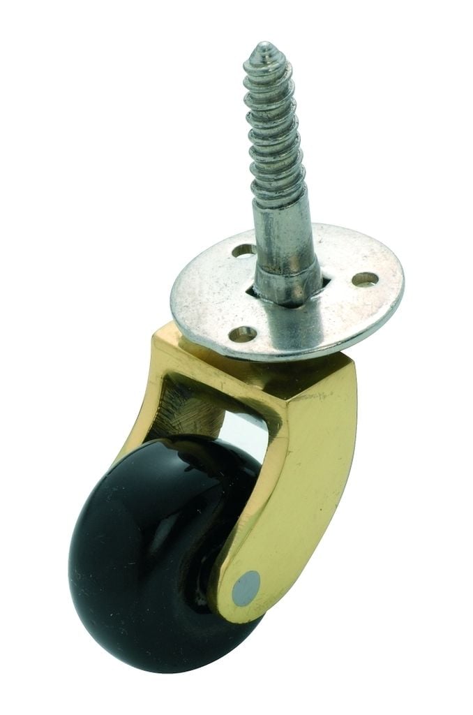 Screw Plate Castor Brown Porcelain/Polished Brass 32mm3502