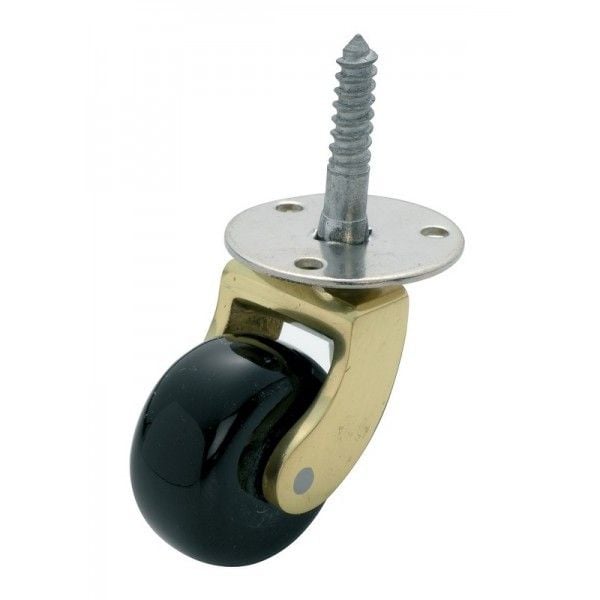 Screw Plate Castor Brown Porcelain/Polished Brass 38mm3503
