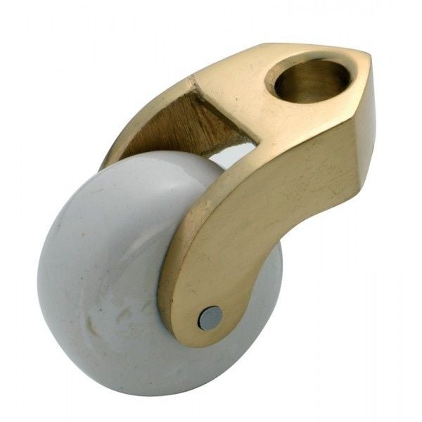 Bed Castor White Porcelain/Polished Brass 38mm3544