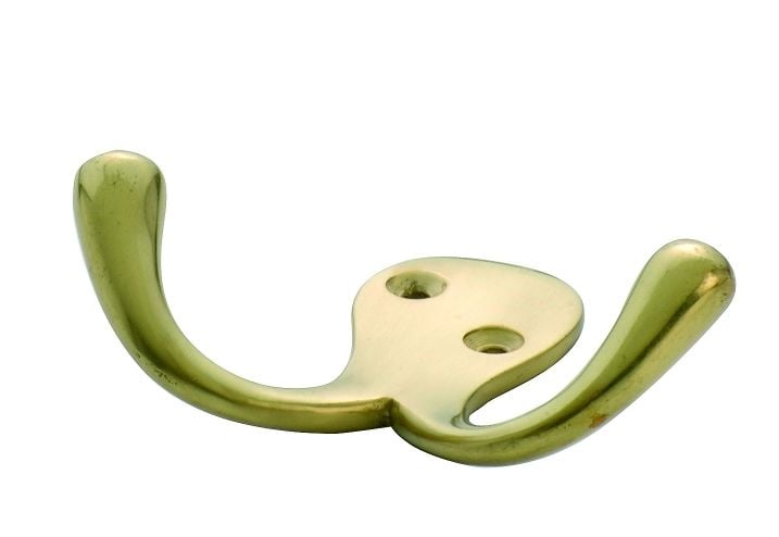 Double Robe Hook Polished Brass3925