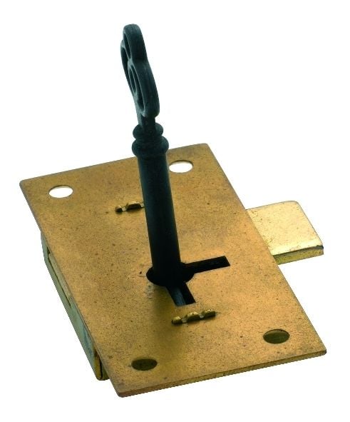 Cupboard Lock Brass 76mm x 37mm4003