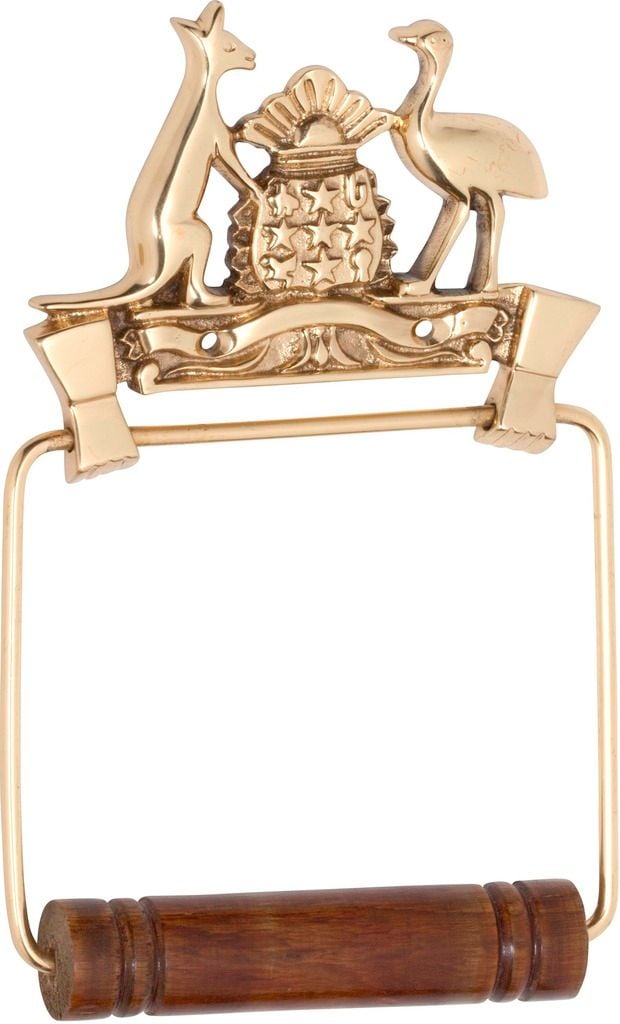 Coat of Arms Toilet Roll Holder Polished Brass4884