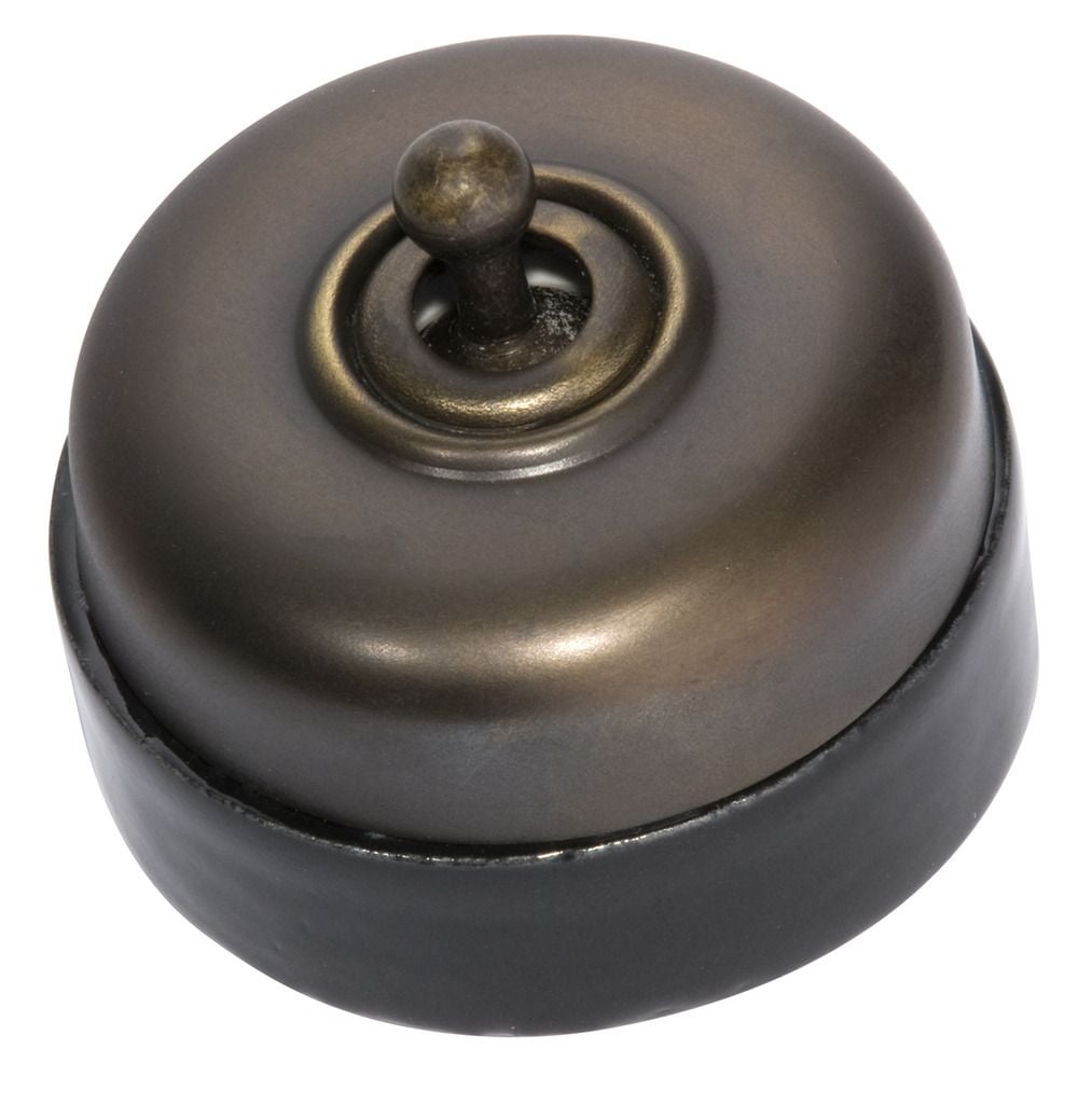 Black Porcelain Base Switch Antique Brass5155
