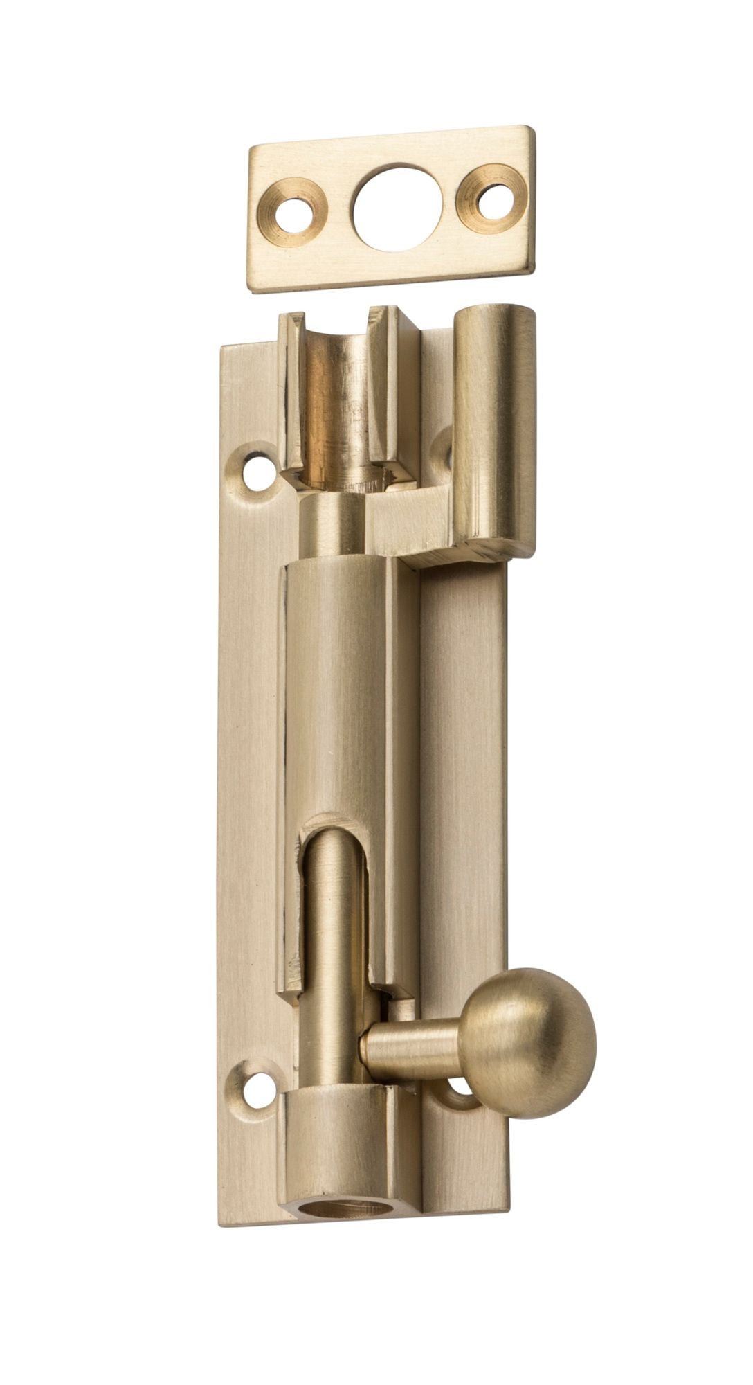 Barrel Bolt - Offset Satin Brass0110