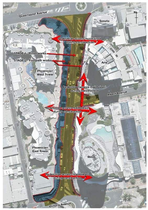 Notification of indicative construction works - Queensland Avenue to Victoria Avenue - Broadbeach