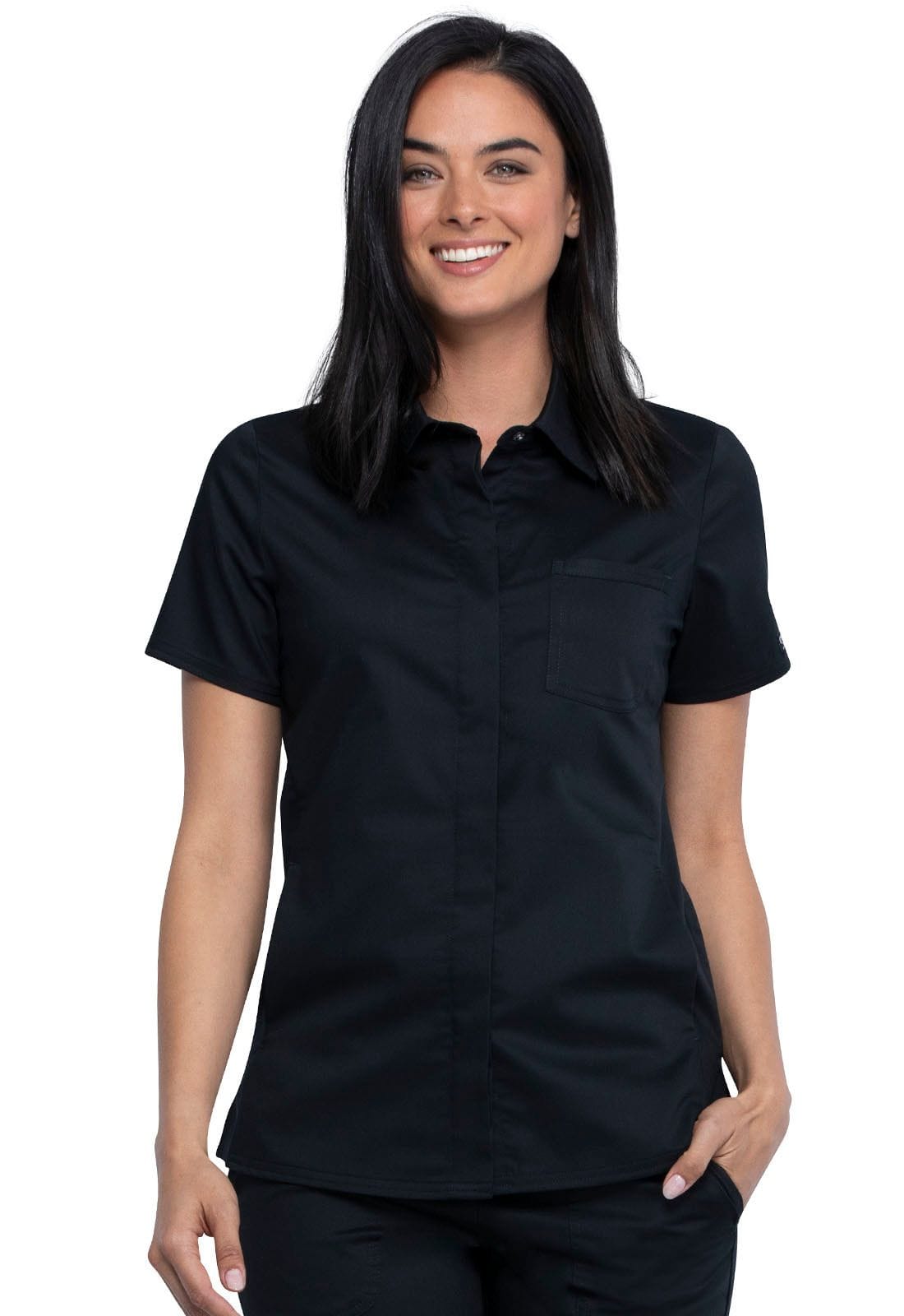 ...WW669 Women's Snap Front Collar Shirt in Black