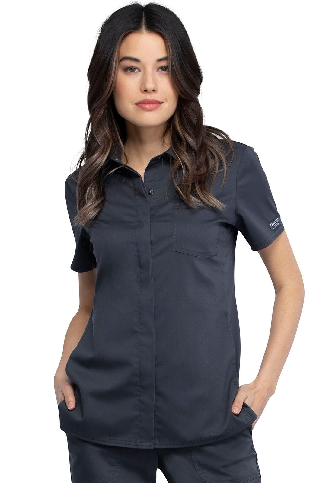 ...WW669 Women's Snap Front Collar Shirt in Pewter