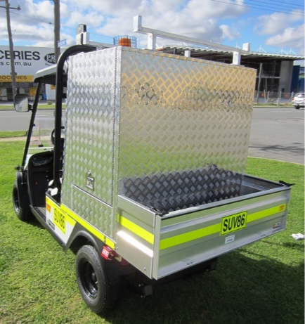 Cushman Hauler Tradesman tradesman utility vehicle with enclosed lockable cabinet and ladder rack | golf car world | perth | western australia