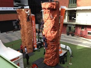 2 Rock climbing walls at an ING community event. 