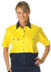 Ladies HiVis Two Tone Cool-Breeze Cotton S/Sleeve Shirt 