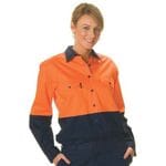 Ladies HiVis Two Tone Cool-Breeze Cotton L/Sleeve Shirt 