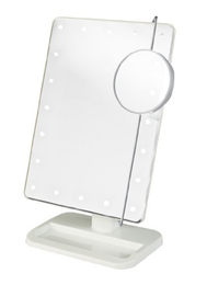 LED Lighted Portable Mirror with Adjustable 10X Magnification Spot Mirror 