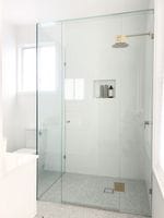 Frameless Shower Screen with Brushed Gold Hardware