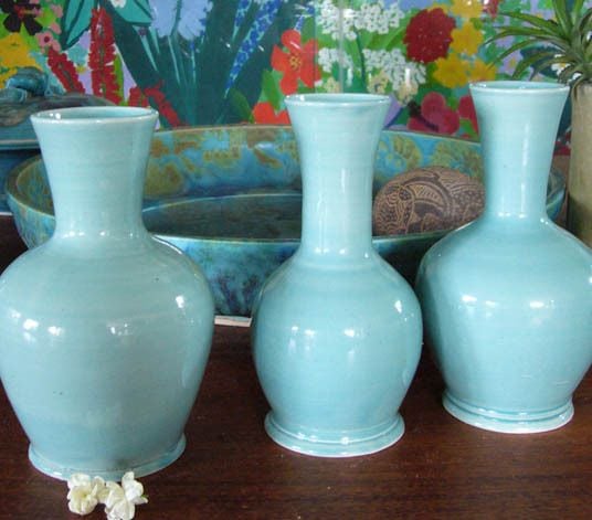 Group of Japanese Green Vases/bottles