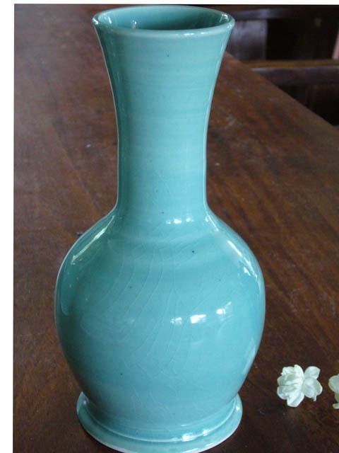 Tall Bottle Vase, Japanese Green.