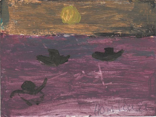 Boats fishing and the sun is setting.

Cambodia.