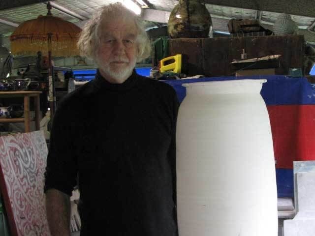 Michael in studio, wet Monday in June 2009.