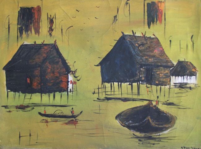Oil painting by child from Sihanoukville, Cambodia.
