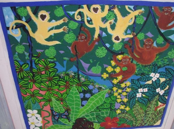 An early paintings of Gibbons and Orangutans.