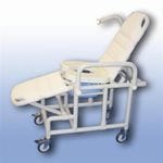 Mobile shower recliner with pan/pan holder
