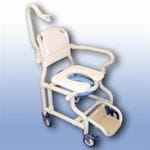 Large deluxe mobile shower chair with pan/panholder