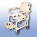 Deluxe mobile shower chair with pan/pan holder