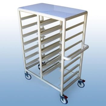Double Bay 14 x Tray service trolley with solid top
