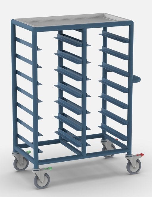 Double Bay 14 x tray service trolley with recessed top