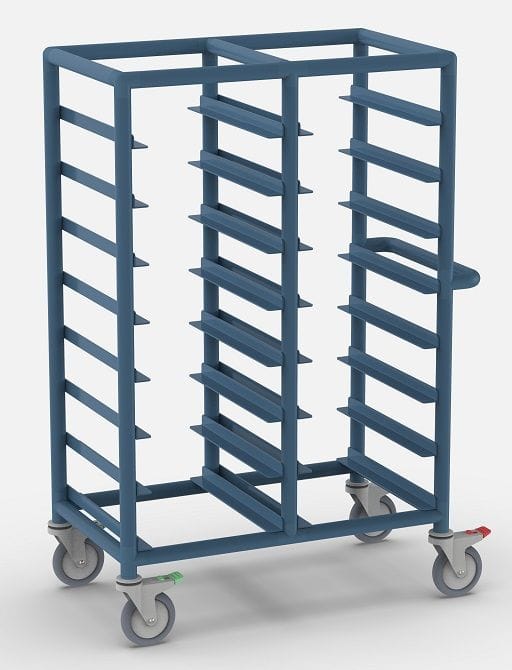 Double Bay 16 x Tray service trolley with No Top