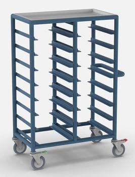 Double Bay 16 x Tray service trolley with recessed top