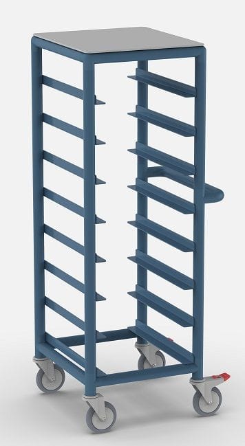 Single Bay 8 x Tray service trolley with Solid top