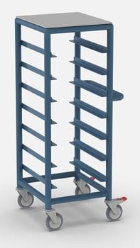 Single Bay 7 x Tray service trolley with solid top